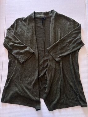 Open-Front Olive Knit Cardigan for Women